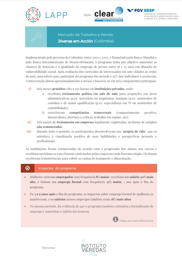 Políticas Públicas em Evidência Jóvenes em Acción Colômbia FGV